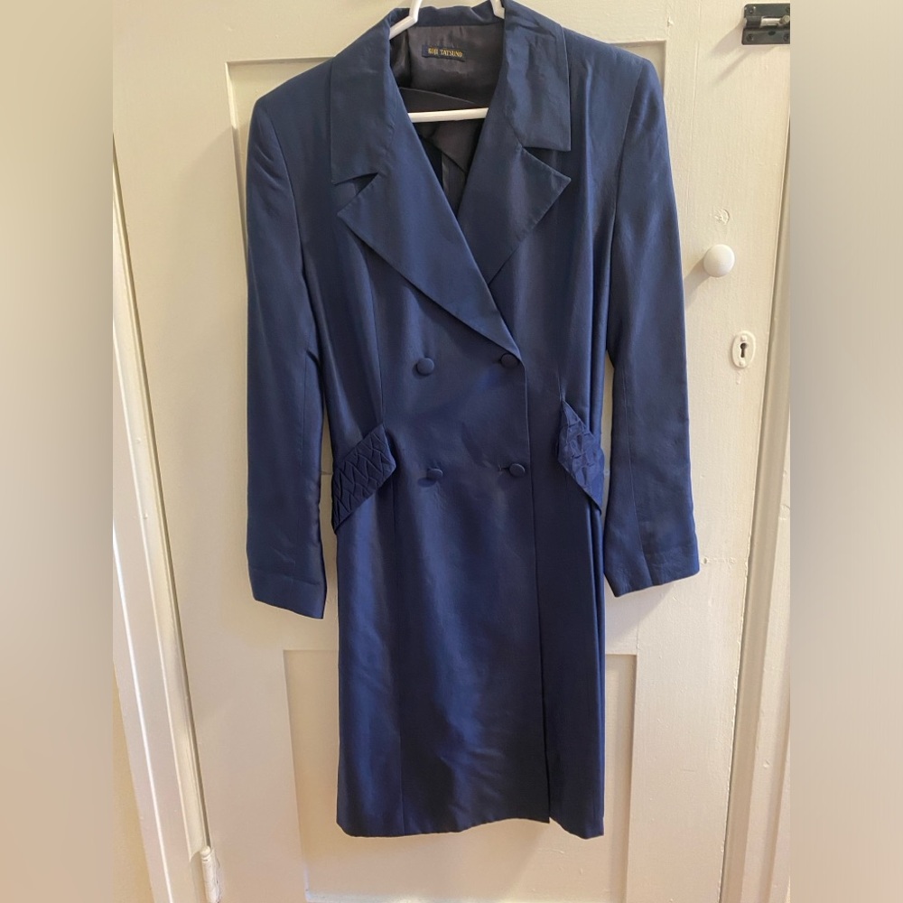 Koji Tatsuno Navy Silk Coat